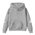 thumbnail image 4 of LIIPEE Girls Hoodies Halloween Cartoon Ghost Letter Printed Long Sleeve Hooded Pullover Sweatshirt With Pocket Child Classic Daily Sweatshirt,Grey,5-6 Years, 4 of 4