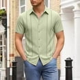 thumbnail image 2 of IWRICH Mens Cuban Guayabera Shirt Short Sleeve Button down Shirts Summer Beach Vacation Shirts Light Green XXL, 2 of 4