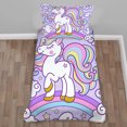 thumbnail image 2 of JJCOITR Rainbow Unicorn Bedding Set Full Purple Unicorn Comforter Sets with Stars Cloud for Girls Kids Teens Children Adults Bedroom Decor All Season 3 Pieces, 2 of 5