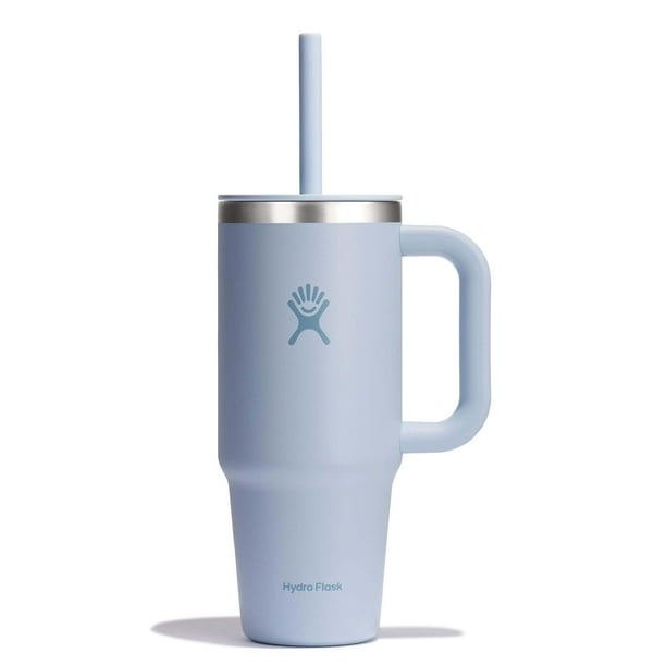 Vaso hidráulico de viaje con asa, tapa y pajita, 700 ml, azul