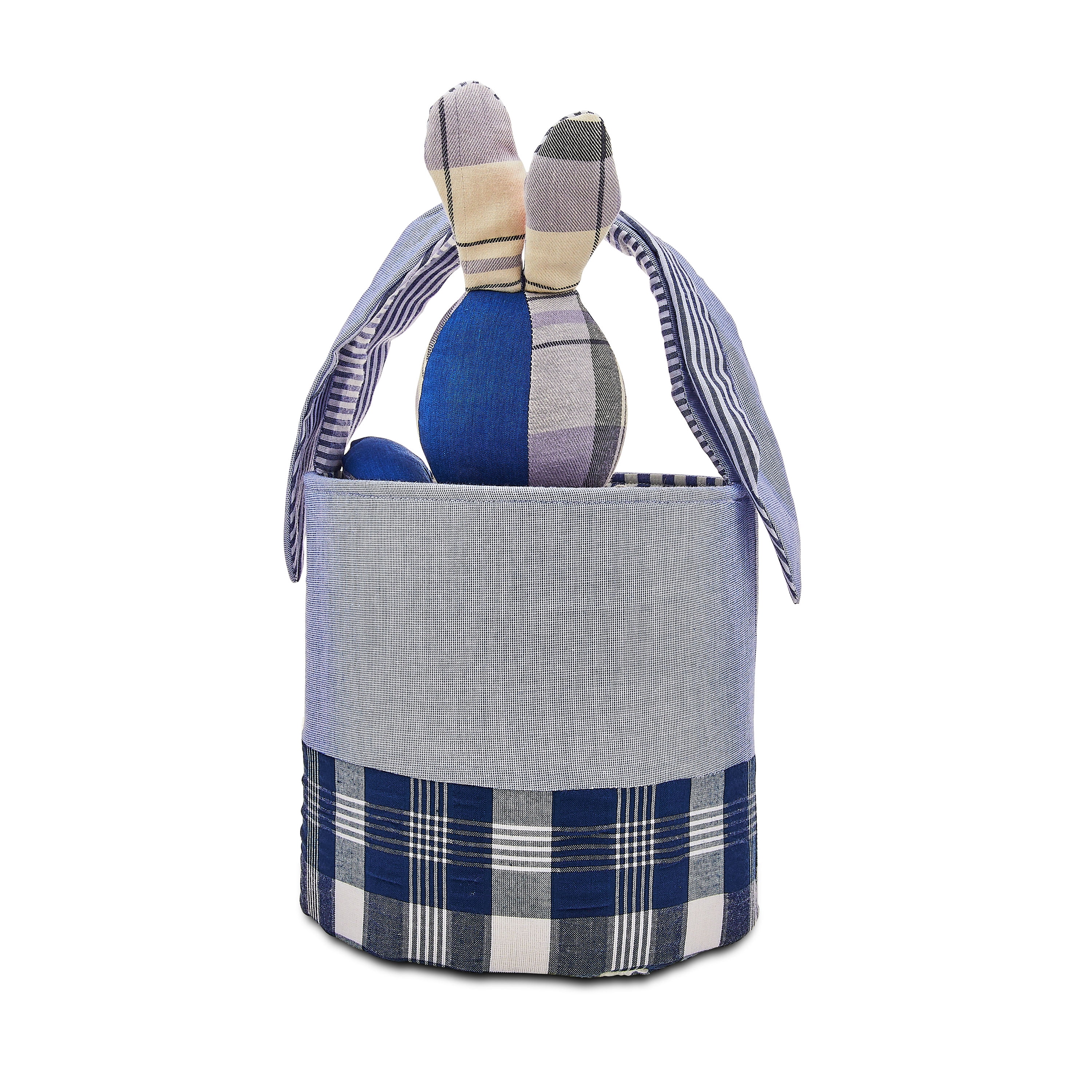 Blue Bunny Plush Easter Basket, 8 inch, Kipekee, Upcycled Plush Basket