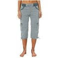 thumbnail image 2 of BILIKEYU Women's Cargo Capris Hiking Pants, Cotton Pants Women Summer, Linen Capris for Women Petite, Lightweight Summer Pants Women, 2 of 6