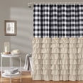 thumbnail image 6 of Farmhouse Shower Curtains Black and White Buffalo Plaid Pattern Fabric with Buttons & Brown Ruffles 72"x72", 6 of 6