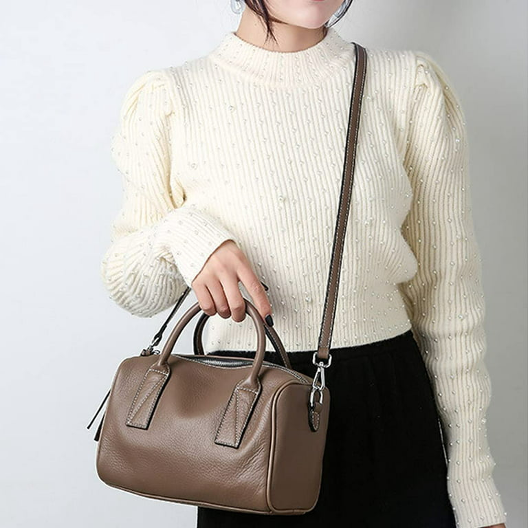 CoCopeanut Boston Bag for Women Genuine Leather Handbag Top Handle