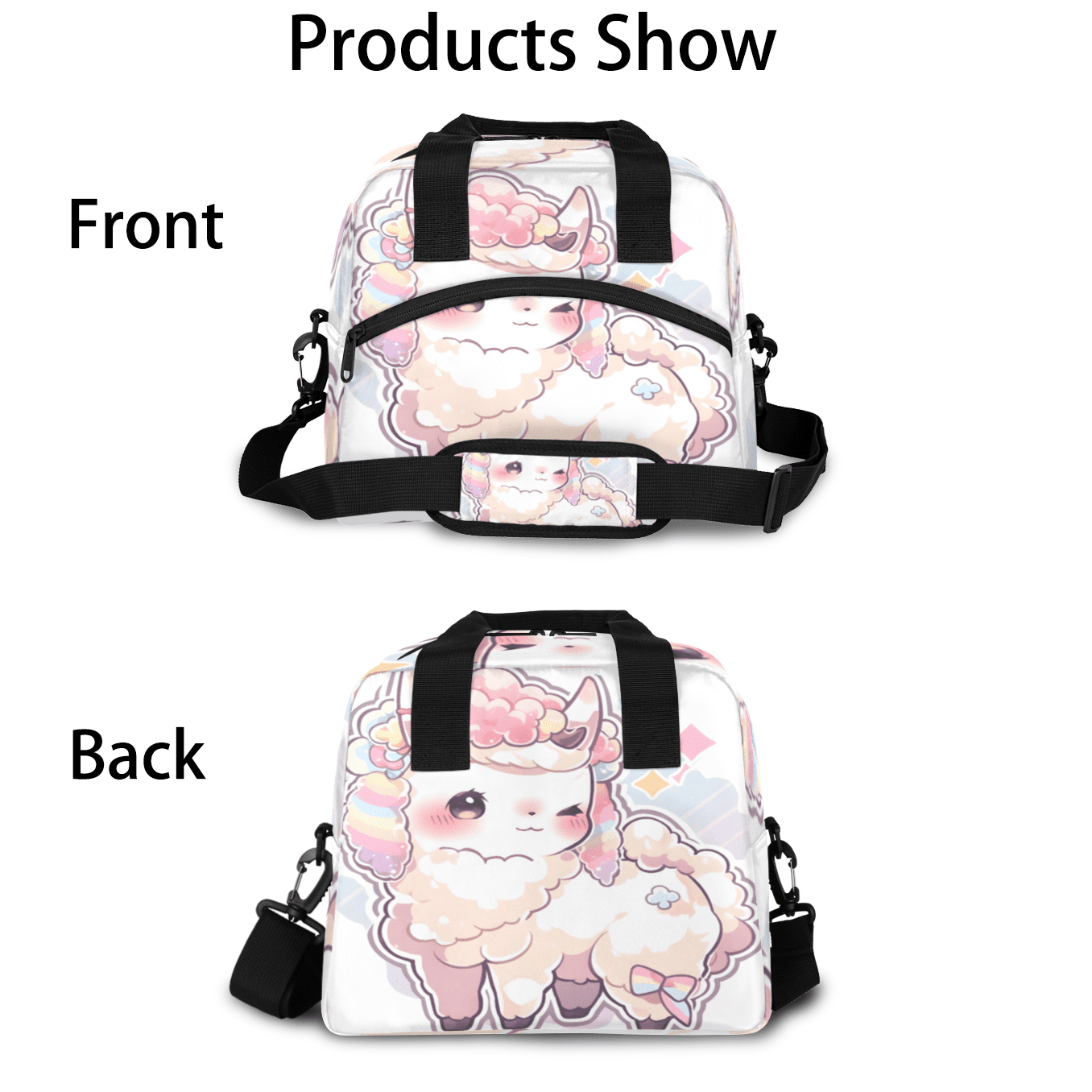 Herdesigns Cute Cartoon Insulated Lunch Bag for Women Men Adults Large Reusable Lunch Box Sheep Leakproof Cooler Tote Bags with Adjustable Shoulder Strap