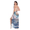 thumbnail image 3 of FORMRS Womens Long Sarong Beach Wrap Semi-Sheer Bikini Skirt Bathing Swimsuit Cover Up, Rolling Waves, 3 of 7