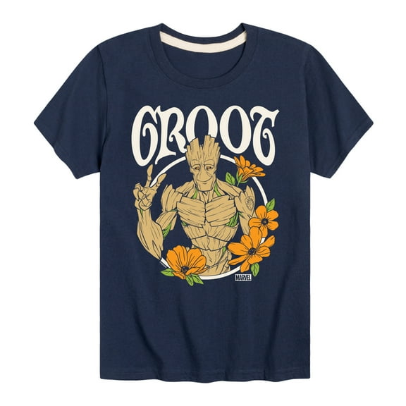Marvel Guardians of the Galaxy - Groot Peace Flowers - Toddler And Youth Short Sleeve Graphic T-Shirt