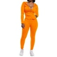thumbnail image 2 of WEIYLL Casual Outfits Sets for Women Winter Solid Color Sports Two Piece Orange Womens Fall Activewear ,size L, 2 of 6
