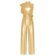 thumbnail image 1 of inlzdz Combinaison Longue pour Enfants à Taille Haute avec Ceinture, Volantée, Col Rond, Manches Courtes, Jaune, 16, 1 of 5