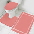 thumbnail image 3 of Pure Coral Red Bath Mat 3 Piece Bathroom Rug Set, Simple Solid Color Non Slip Bath Rug Contour Mat and Toilet Lid Cover, Absorbent Shower Mats Soft Bath Rugs and Mats Sets, 3 of 8