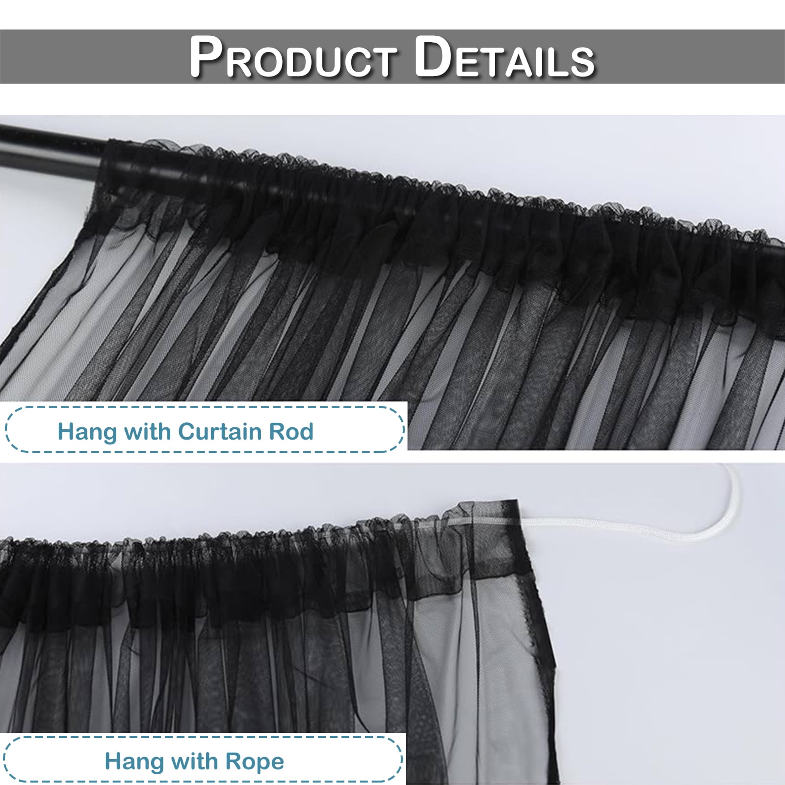 Rosnek Mosquito Netting for Patio Outdoor Curtains, Lightweight Mosquito Screen Mesh DIY Size Adjustable for Patio Porch Garden, 1 Panel