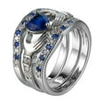 thumbnail image 2 of Opvise 3Pcs/Set Women Heart Faux Sapphire Inlaid Stacking Ring Wedding Jewelry Gift, 2 of 7