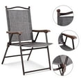 thumbnail image 4 of Gymax Ensemble de 2 Chaises Pliantes de Patio à Dossier en Toile pour l'Extérieur Gris, 4 of 10