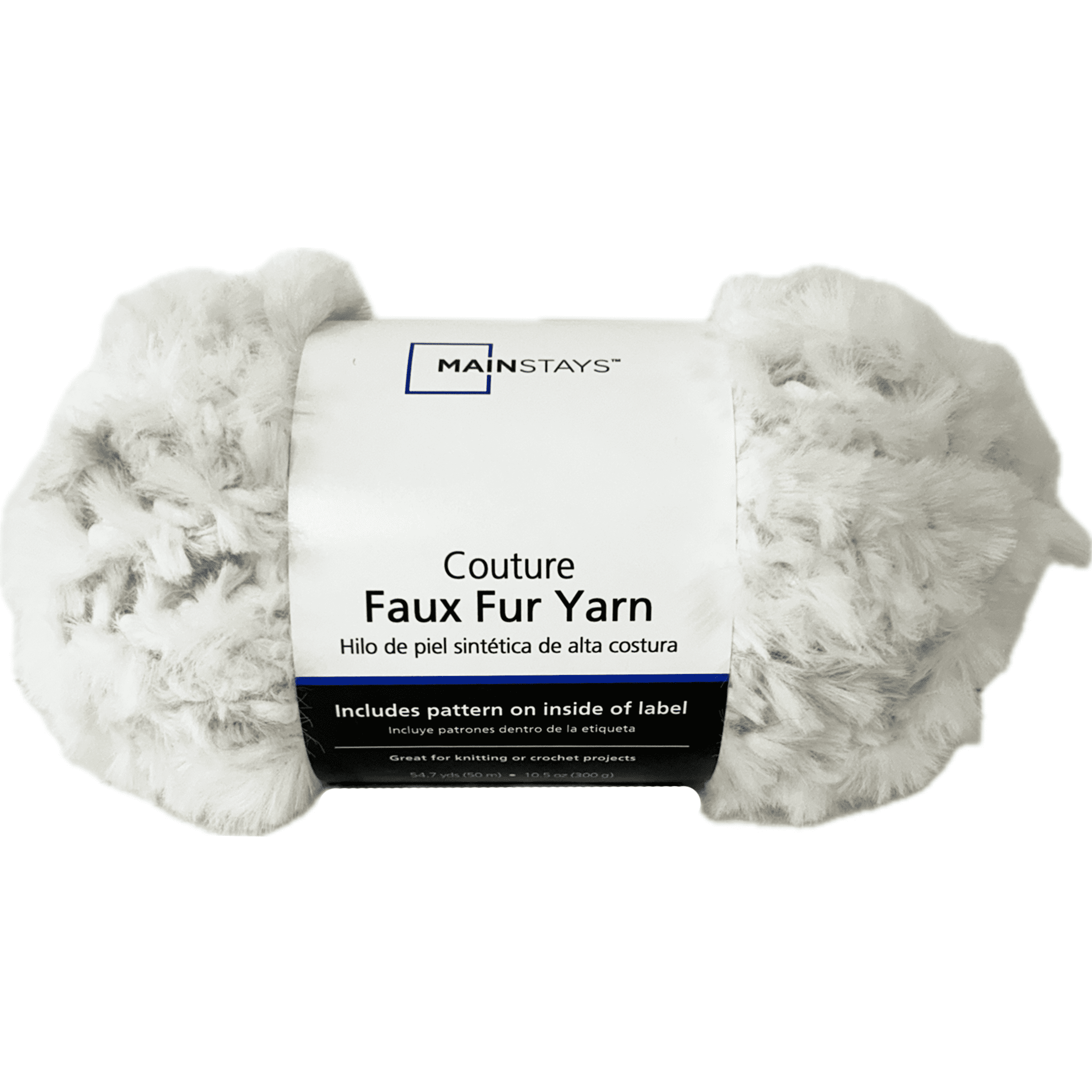 Mainstays Faux Fur Couture Yarn, 54 yd, Light Grey, 100% Polyester, Super Bulky, Pack of 2
