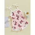 thumbnail image 3 of Biekopu Baby Girl Sleeveless Romper Summer Butterfly Print Shorts Jumpsuit Playsuit for Newborn Toddler Cute Clothes, 3 of 9