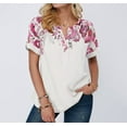 thumbnail image 2 of Inkach Women Summer Fashion Loose Split Fork V-Neck Print Casual Short-Sleeve Tops, 2 of 4