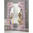 thumbnail image 4 of Easter Bunny Sheer Curtains 84 Inch Length 2 Panels Set Window Treatments, Spring Easter Eggs Chick Floral Pink Check Rod Pocket Semi Curtains for Living Room/Bedroom/Kitchen Décor, 104"W x 84"L, 4 of 7
