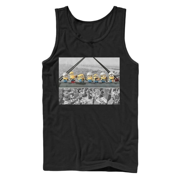 Men's Despicable Me Minion Construction Lunch Tank Top Black Medium