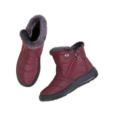 

LUXUR Womens Ankle Bootie Snow Boots Plush Lined Short Boots Zip up Outdoor Winter Warm Shoes