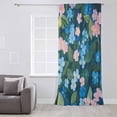 thumbnail image 3 of Blue Pink Flower Semi Sheer Curtains Drapes for Living Room, Bedroom, French Doors Window 84 Inches Long, Pastoral Spring Oil Painting Floral Rod Pocket Chiffon Curtain Drapery Voile Draperies Panel, 3 of 6