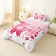 thumbnail image 2 of spefrowx Cute Number 67 Twin Comforter Sets for Girls, Pink Polka Dot Bow Heart Bedding Set, Pink Reversible, 2pcs, 1 Comforter and 1 Pillowcase, 2 of 6
