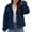 Blue, variant on Yigetop Cropped Fleece Jacket Women, Women's Solid Fleece Jacket Fuzzy Cropped Sherpa Jacket Button Down Drop Shoulder Crop Teddy Coat Zip Up Jacket Blue L