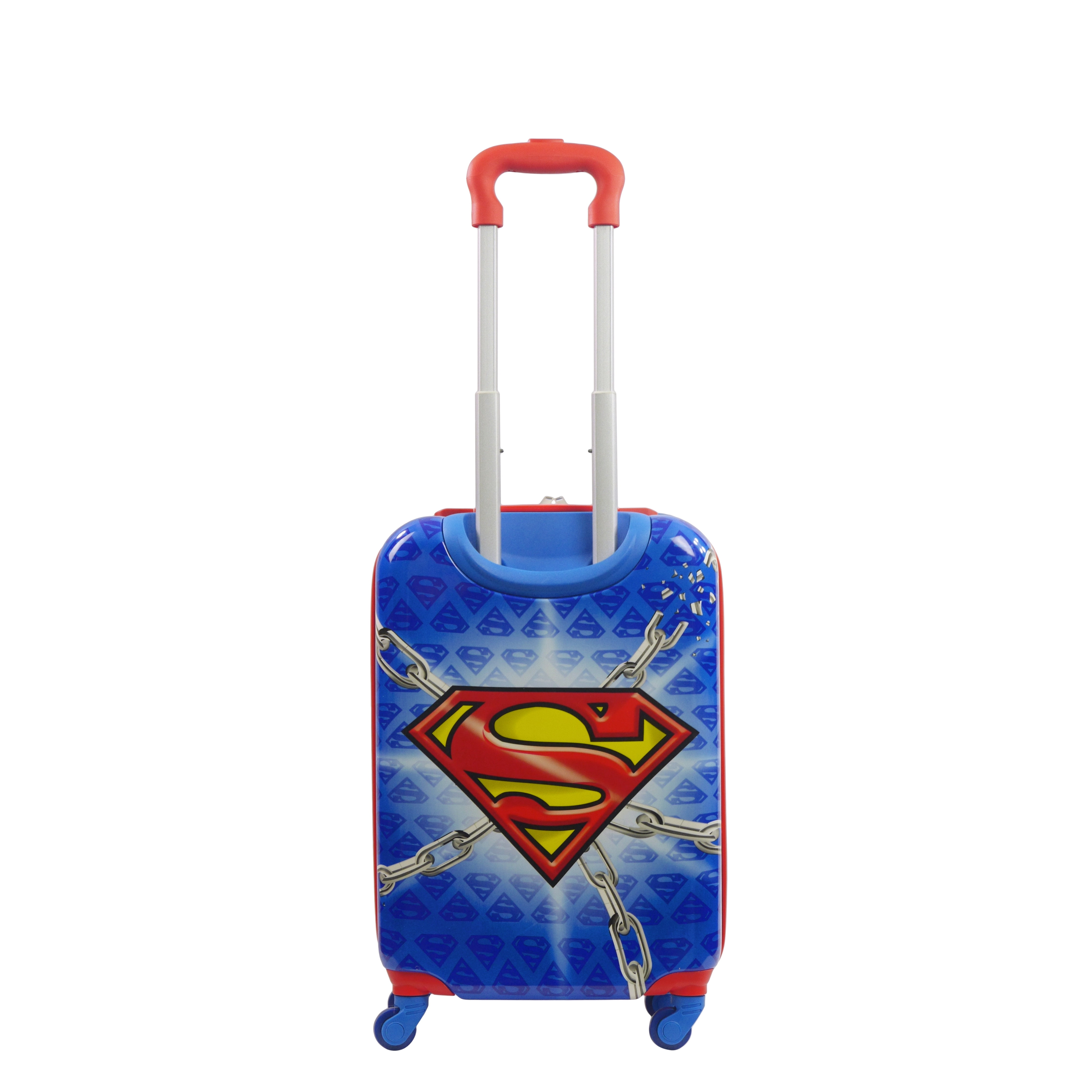 Superman 20.5 Inch Carry On Rolling Luggage, Hardshell Suitcase with Spinner Wheels, Blue