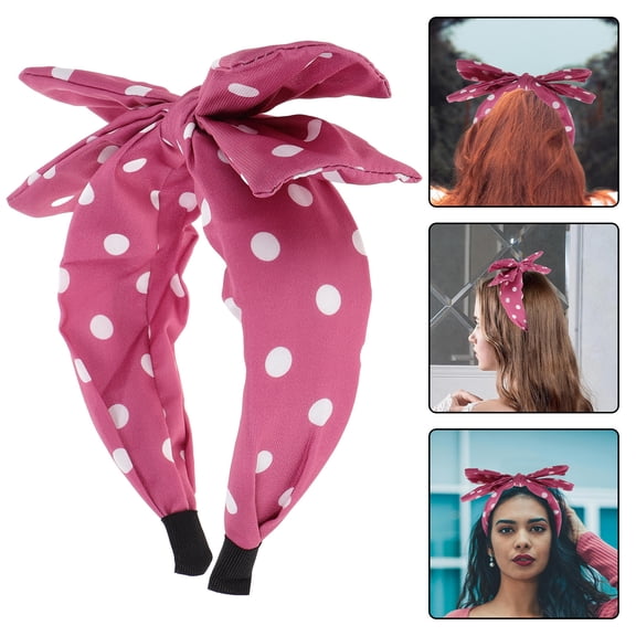 PTOOTP Riveter Headband Knotted Bow Headbands Pink Cloth 1Set Retro Headwear for Women