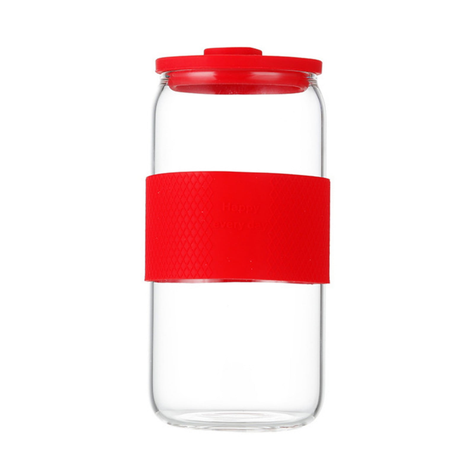 Red Drinking Glasses with Lids and Glass Stra 16oz Can Shaped Glass