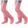 thumbnail image 2 of Women's Socks 2-Pair Over The Knee Grips Warm Winter Leg Warmers For Home Sleeping Cozy Soft Fleece Lined Thermal Boot Cuffs Housewarming Present Socks, 2 of 3