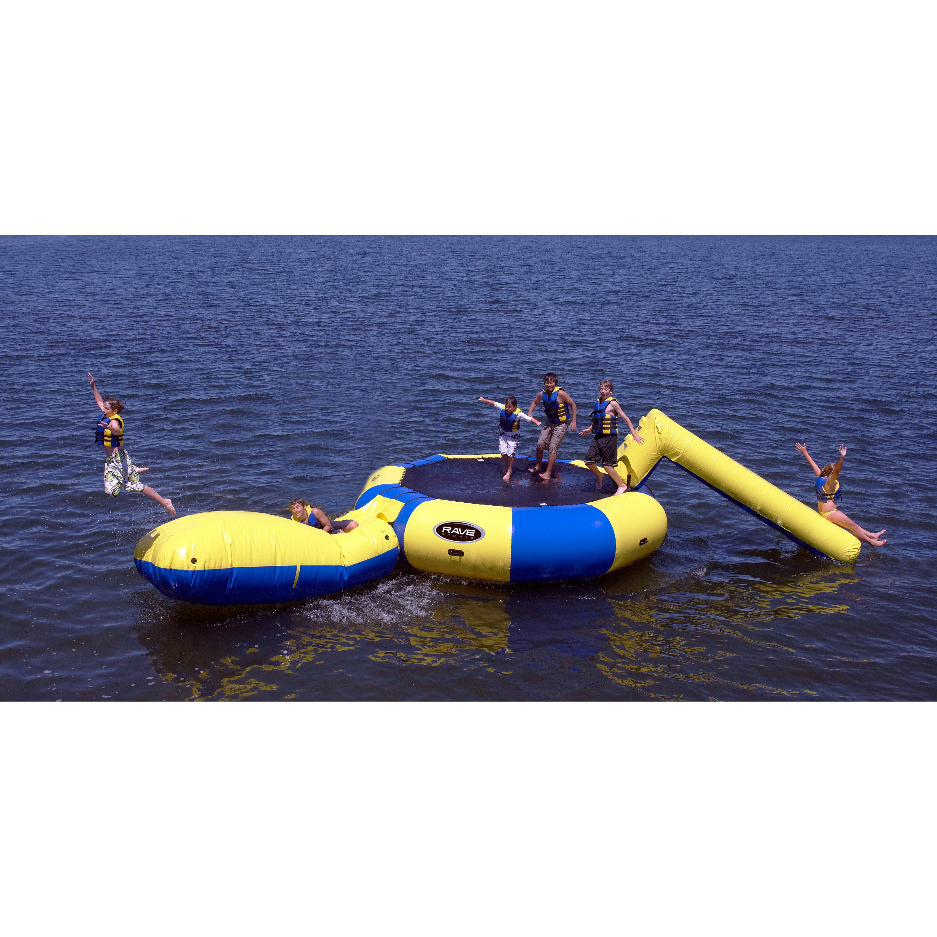 water trampoline with slide