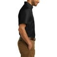 thumbnail image 3 of Men's Short Sleeve Classic Uniform Carefree Poplin Shirt Deep Black X-Small, 3 of 5