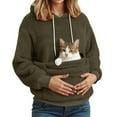 thumbnail image 4 of NMMUED Hoodie with Pet Pouch Fleece Hoodie Cat Pouch Hoodie Fluffy Hoodie Pet Carrier Hoodie Plush Hoodie Kangaroo Pouch Hoodie Dark Green L, 4 of 6