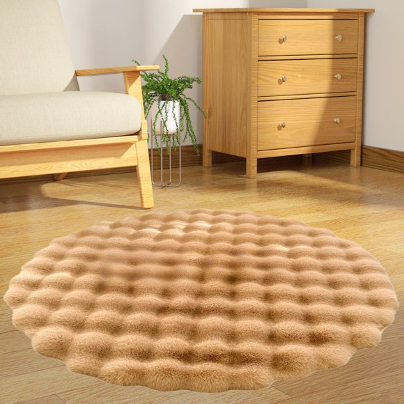 Tapete de terciopelo redondo para el salón - sofá antideslizante de 23,62 pulgadas y alfombra de mesa de centro, moqueta suave y mullida para dormitorio o baño