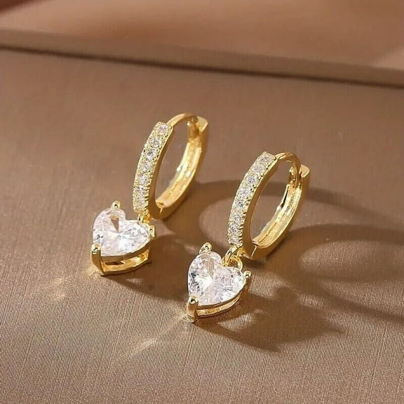 Women's Drop Earrings 2Ct Heart Cut Simulated Diamond In 14K Yellow Gold Plated Sterling Silver