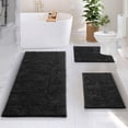 thumbnail image 2 of Juego de alfombras de baño Hearth & Harbor Chenille, antideslizantes, color negro, 2 of 9