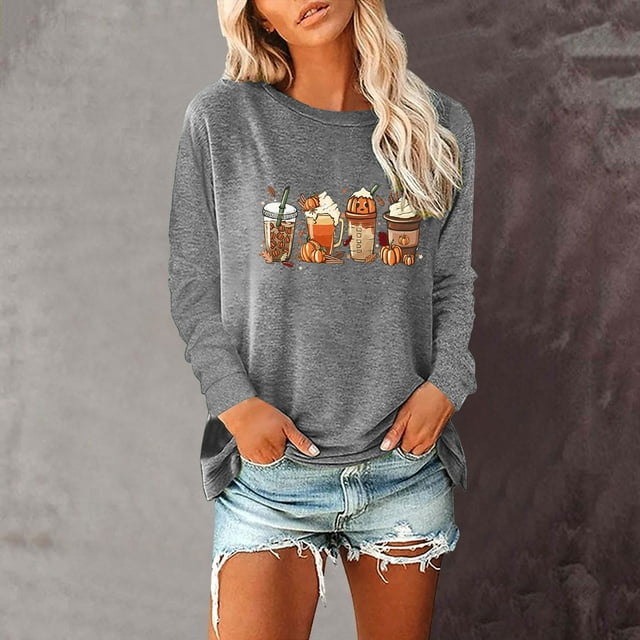 Halloween TIMIFIS Mode Automne Femmes Hauts Décontractés, Hauts Manches 3/4 Femmes T-Shirts Imprimé Papillon Mignons T-Shirts Décontractés Amples Légers Henley Hauts Femmes