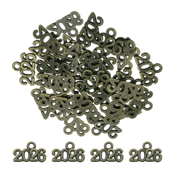 Uxcell Metal Year Number Charm, Old Green 2026 Year Charm for DIY Jewelry Making, Necklace Bracelets, Keychain. 30 Pack