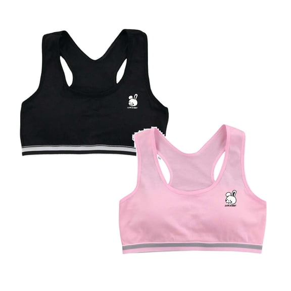 Miaoju 2 PCS Seamless Training Bras for Girls 10-16, Soft Removable Padding | No-Show Sport Bra, Gentle on Sensitive Skin, Pull-On Design, Stretch Comfort for School & Active Days