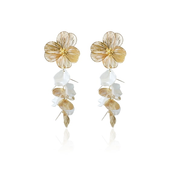 Time and Tru Women's Metal Gold Plated Flower Earring