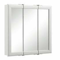 Design House 30" Modern Wood Wall Mount Tri-View Medicine Cabinet, White