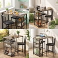 thumbnail image 3 of Lofka 3-Piece Small Kitchen Table Set for 2 with 3 Storage Shelves & 2 Backrest Stools, Space-Saving Dining Set for Small Spaces, Gray, 3 of 11