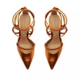 thumbnail image 4 of Schutz Lunah Orange Multistraps Lace Up Pointed Toe Stiletto High Heel Pumps (Orange, 7), 4 of 5