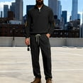 thumbnail image 5 of Men's Corduroy Track Suits Sets Long Sleeve Quarter Zip Sweatsuit Athletic Cargo Pants Gym 2 Piece Outfit, 5 of 9