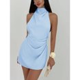 thumbnail image 3 of Minimalist Backless Tie-Up Pleated Mini Dress For Women, 3 of 10
