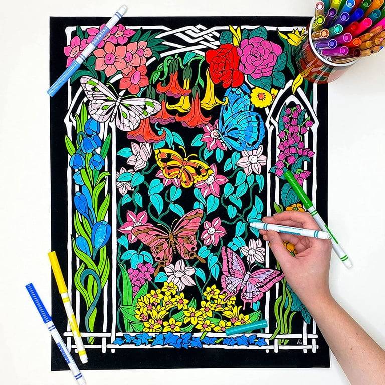 Butterflies and Flowers - Fuzzy Velvet Coloring Poster 16x20