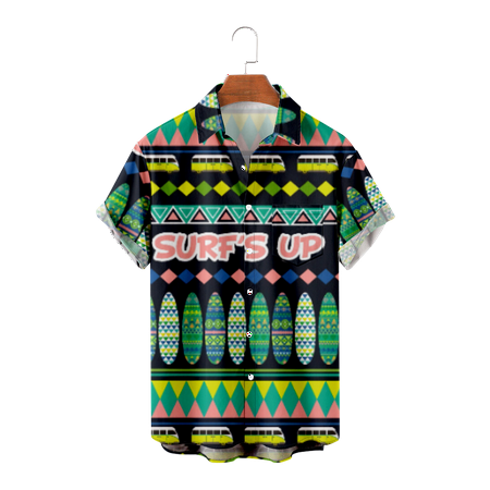 

MLFU Adult Beach Aloha Casual Holiday Shirt Vintage Printed Shirts Holiday Polo Shirts for Boys 5-14 Years