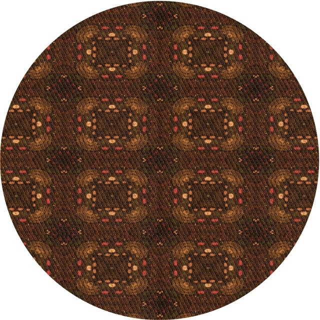 Ahgly Company Machine Washable Indoor Round Transitional Mahogany Brown Area Rugs, 5' Round
