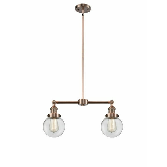 Innovations 209-AC-G202-6-LED Beacon 2 Light Chandelier part of the Franklin Restoration Collection, Antique Copper