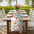 thumbnail image 4 of Spring Floral Table Runner, Yellow Pink Flowers Farmhouse Botanical Washable Cotton Linen Table Runners 120 Inches Long, Dresser Scarf Runner for Dining/Living Room/Kitchen/Square Tables 13''x120'', 4 of 9